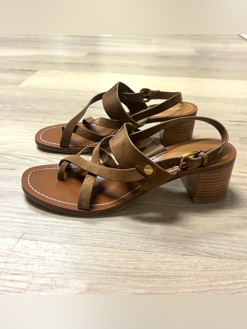 Veronica Beard Sandals Elodie Slingback Brown Leather Strappy Womens Sz 8.5M - Picture 2 of 14